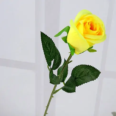 Fleurs artificielles en soie jaune Real Touch, rose, fleurs décoratives pour la maison, décoration d