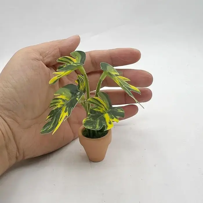 Plantes en pot 1 pièce Décoration d'intérieur Mini Taro Turtle Back Green Dollhouse Style scandinave Modèle photographique