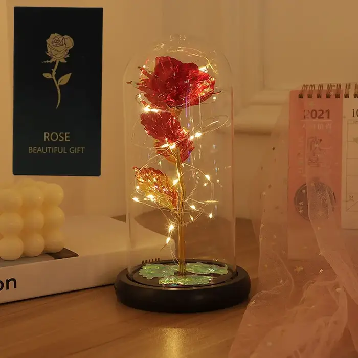 Rose galAct enchantée LED avec lumières dégradées