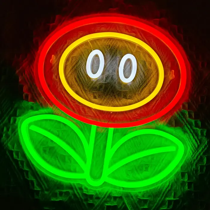 Enseigne au néon de fleur de feu, enseigne au néon de jeu pour homme, grotte, chambre à coucher, salle de Gamer, salon, décoration murale de fête, cadeaux d'anniversaire et de noël