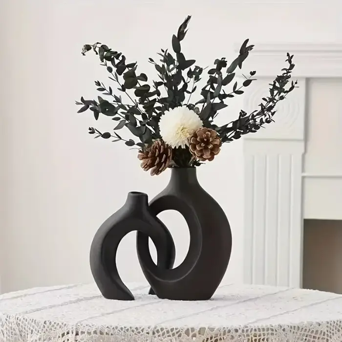 1 ensemble de vases à fleurs noirs nordiques