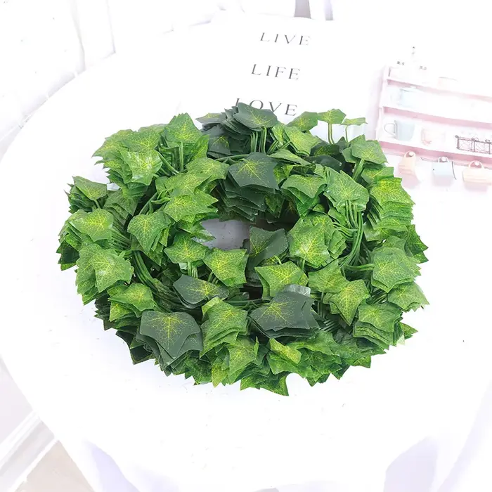 Guirxiété de plantes artificielles vives, plantes grimpantes, feuilles vertes, vigne de lierre, ficelle de rotin, décoration murale pour la maison, le jardin, la fête de mariage, 200cm
