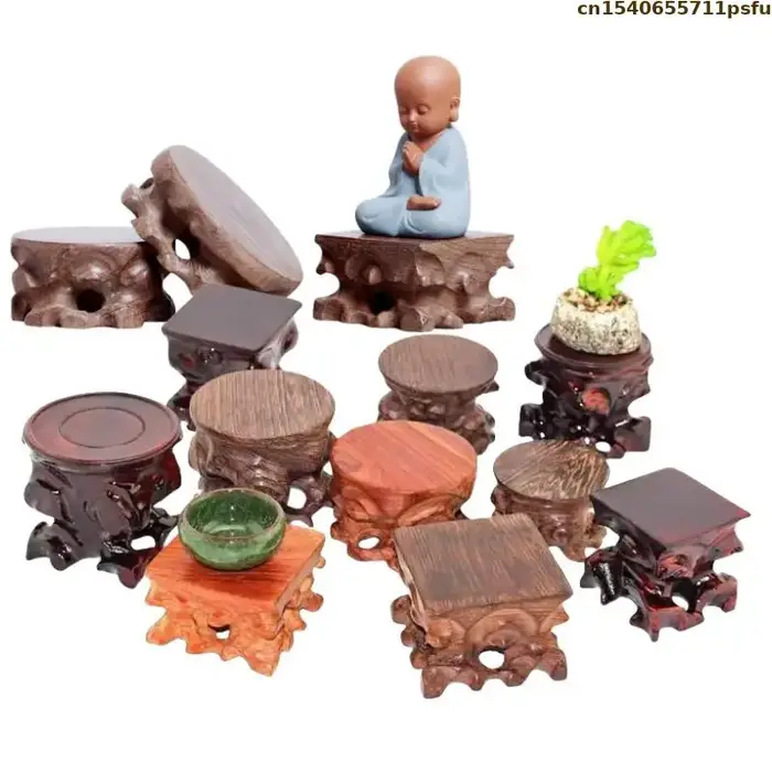 Support de table en bois massif naturel pour vase