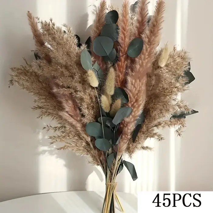 Bouquets de fleurs séchées naturelles au toucher réel, gypsophile et herbe de la pampa, pour décorat