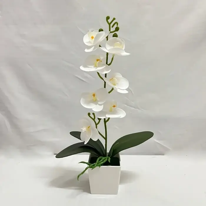 7 Fleurs d'orchidées artificielles en pot