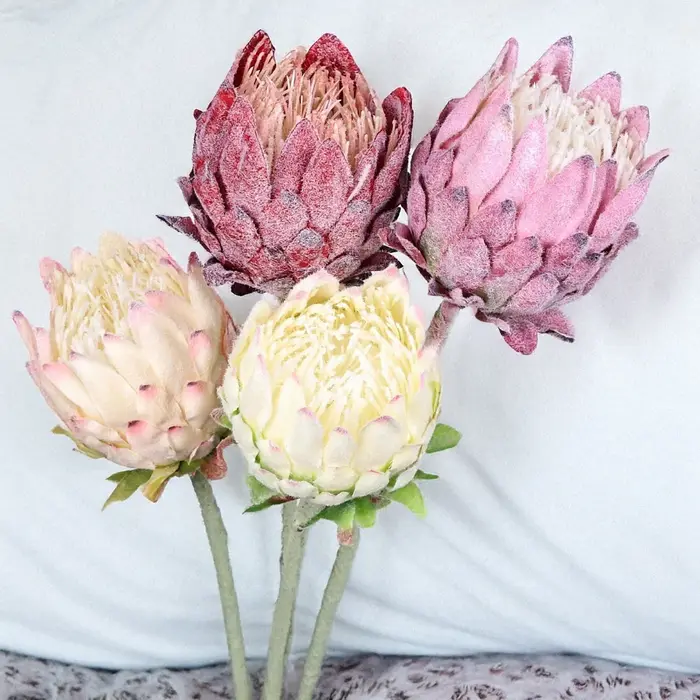 27, 5 pouces artificielle roi Protea fleur chardon nordique fausse