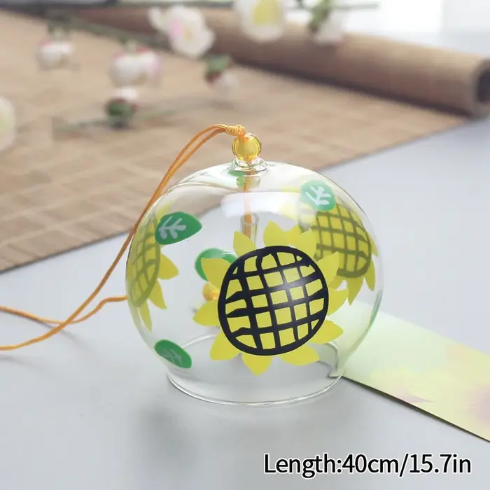 Carillons éoliens de paysage en verre de style japonais Kawaii, cloches à vent suspendues peintes à 