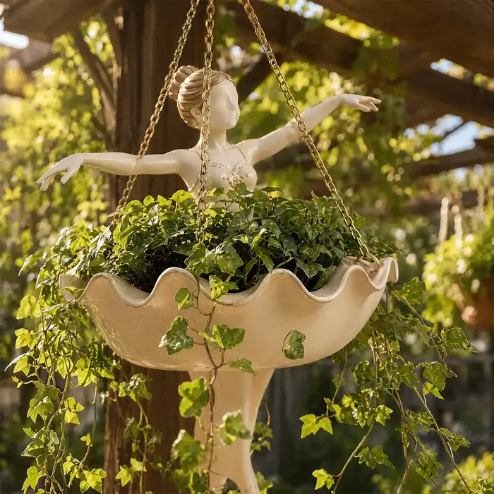 Pot de fleurs élégant suspendu en forme de ballerine, pour plantes oscillantes, idéal pour salon, salle à manger, balcon, café