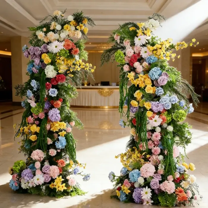 Arrangement de fleurs artificielles violettes