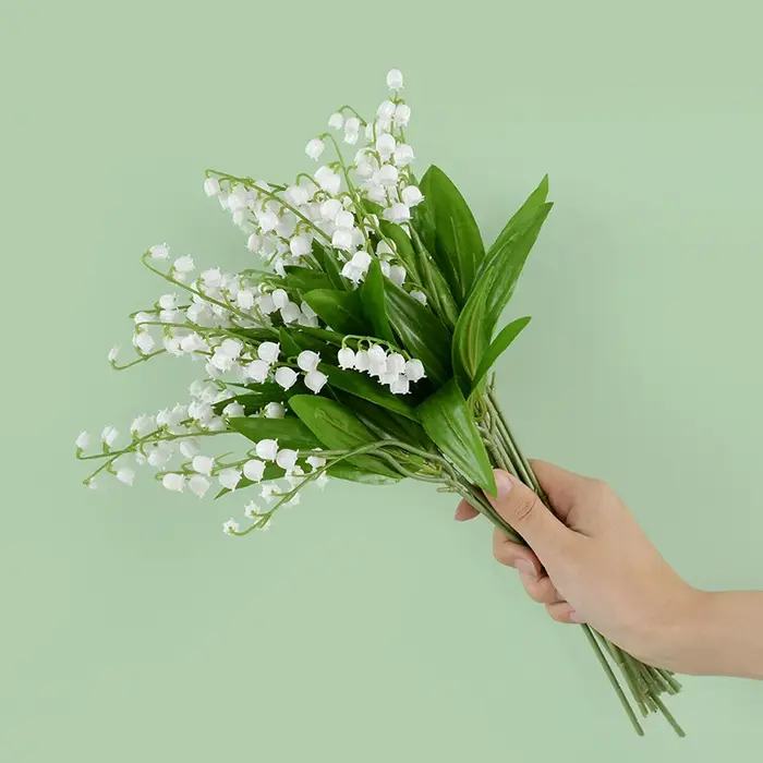 Fleur d'orchidée artificielle de muguet blanc, fleur de muguet, fausse plante, décoration de jardin,