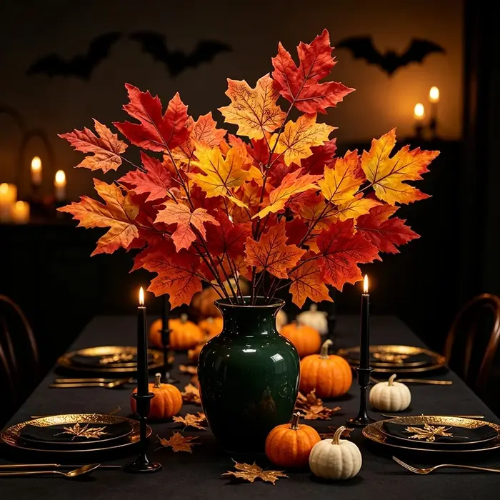 Feuilles d'érable d'automne, plantes artificielles, fausses fleurs, décoration d'Halloween, décoration de Thanksgiving, décoration de la maison, bouquet DIY, décoration de fête, ornement de table