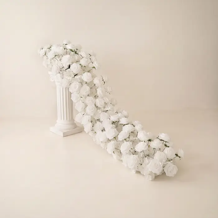 Uflower Rose blanche de luxe de 2 m pour arrangements de mariage, centres de table floraux artificie