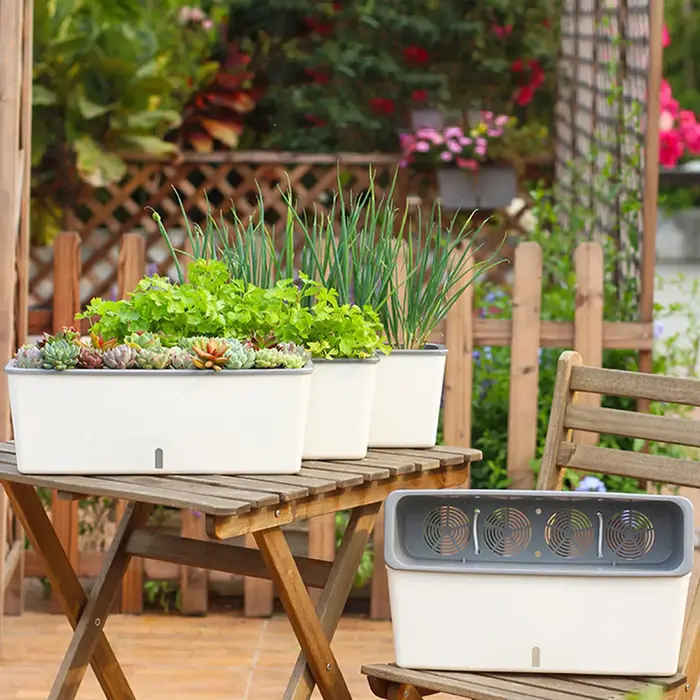 Jardinière empilable écologique à arrosage automatique à Double couche avec fenêtre de niveau d'eau jardin d'herbes intérieur pour les paresseux