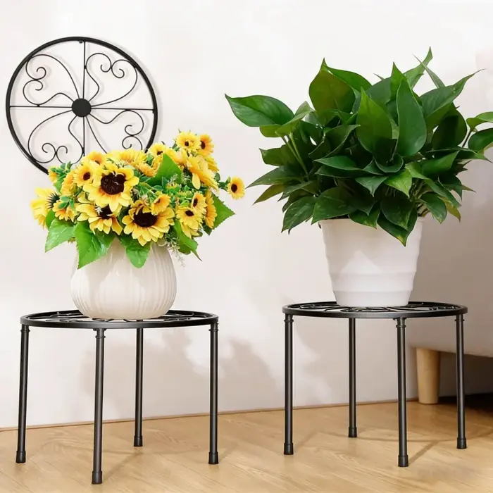 Support de fleurs minimaliste en métal noir