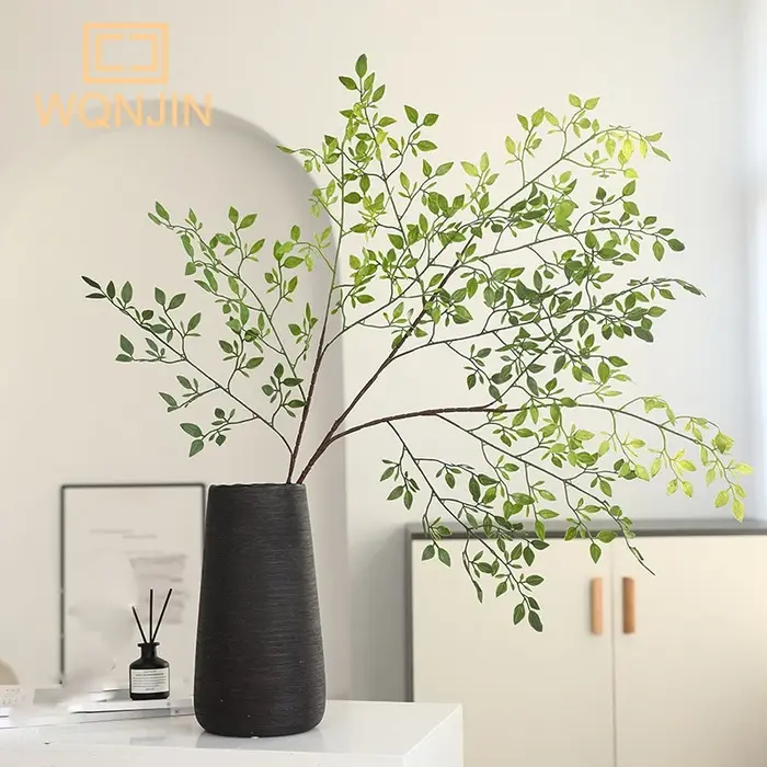 Fleur artificielle plante verte Nandina feuilles de Silicone