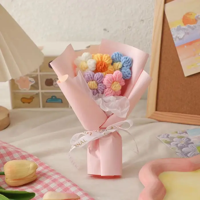 1 pièce de Mini Bouquet de fil fait à la main, saint-valentin, fête des mères, cadeau d'anniversaire
