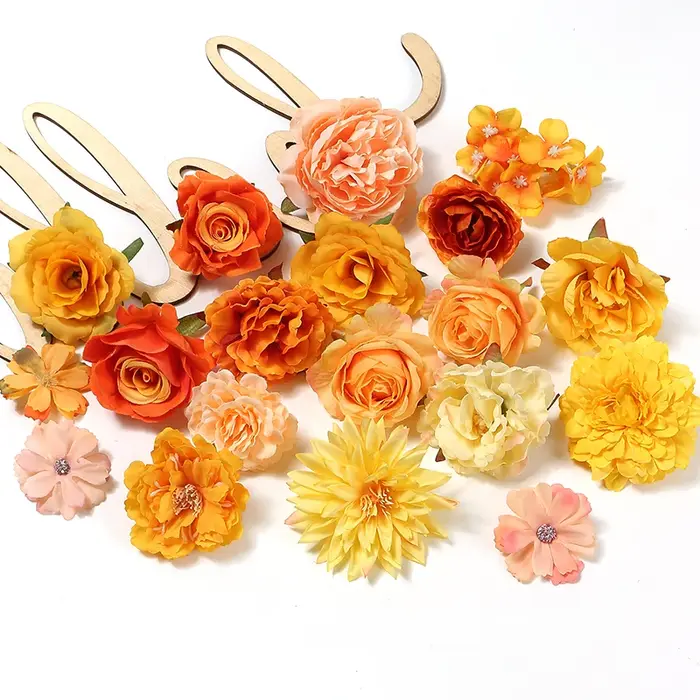 Têtes de fleurs artificielles roses de la série orange