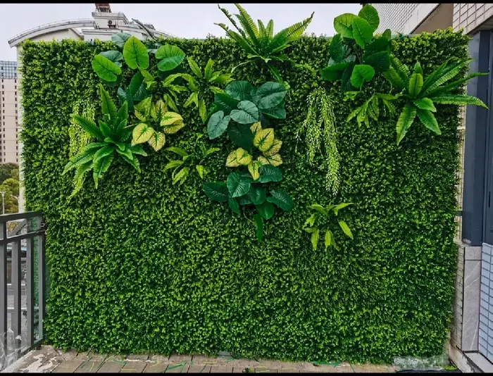 4 pièces Simulation Milan herbe plante mur bricolage vitrine publicité fond Hall décoration 25*25 cm artificiel en plastique pelouse