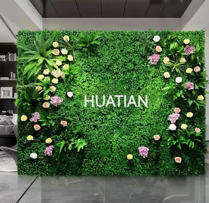 Décoration murale de fond de plante verte artificielle
