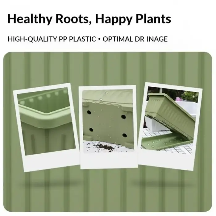 1 boîte à fleurs rectangulaire en plastique avec drainage