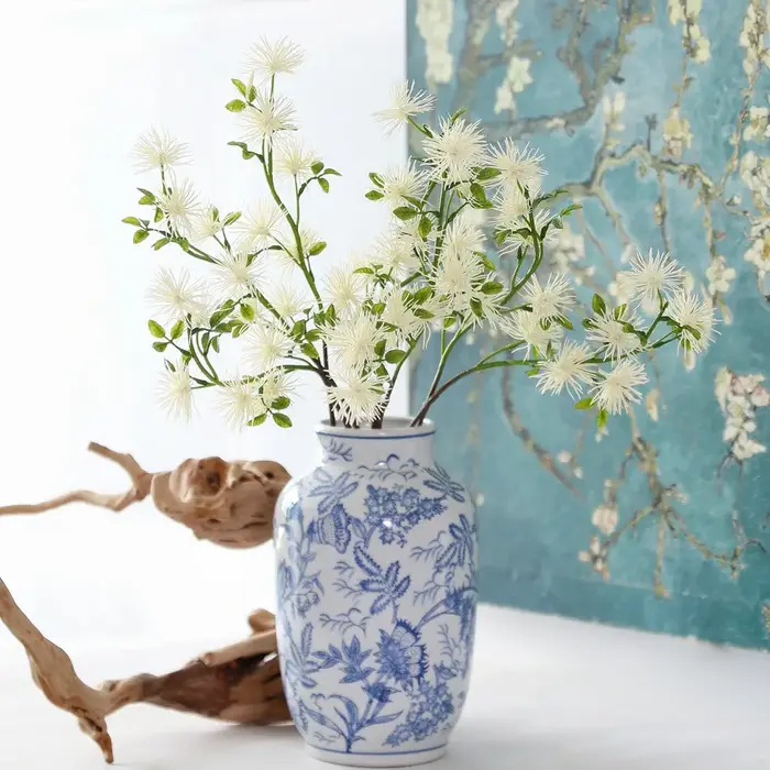 10 Pièces Fleurs Artificielles 6 Têtes Petits Cymbidiums Décoration Maison Mariage Composition Florale Décoration de Table Branches en Forme de Pin d'Accueil