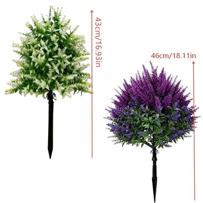 ㈅ Plante artificielle en forme de lavande, fleur violette artificielle sur piquet pour jardin, cour, patio, pelouse, décoration extérieure