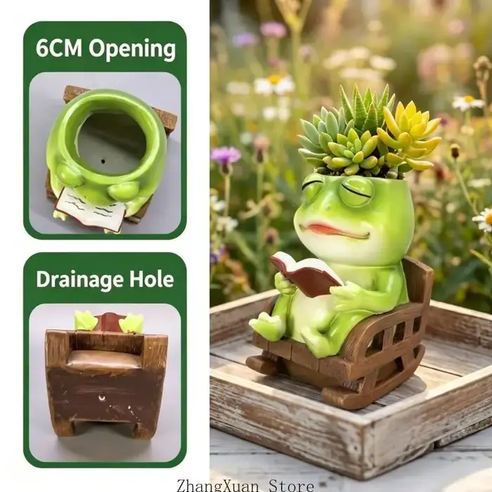 Pot jardinière en forme d'animaux, chaise à bascule, Pots plantes uniques pour l'extérieur l'intérieur, 3XUF