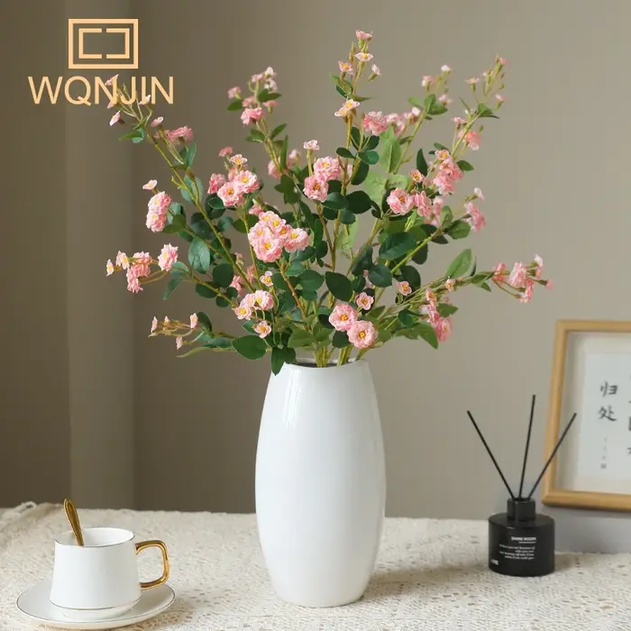 WQNJIN-Mini Poubelle Européenne Rétro de Haute Qualité, Branche Longue, Fleurs Artificielles, Centre de Table pour la Maison, Décor de Chambre, 75cm