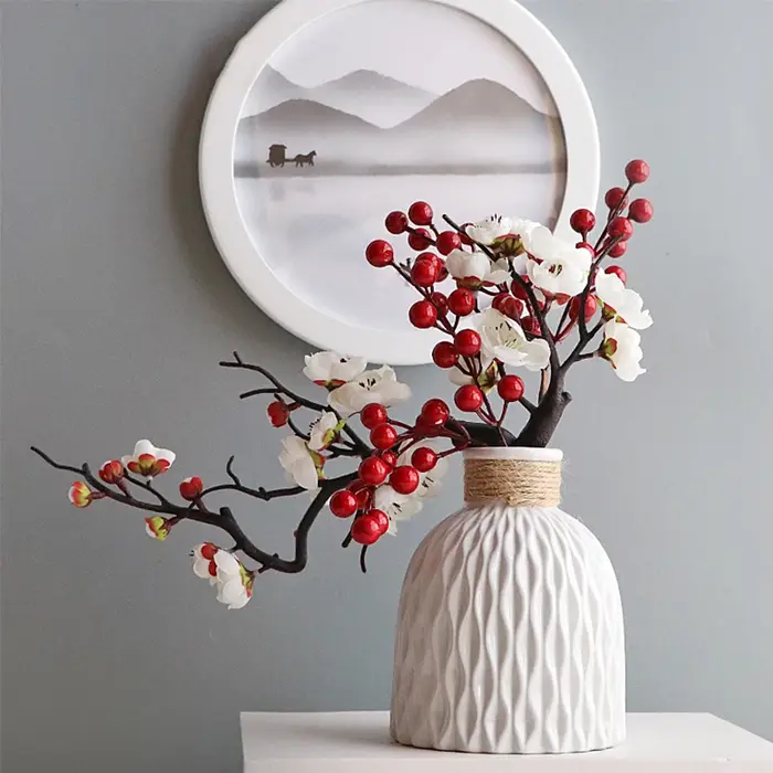 Fleurs artificielles en soie rouge cerise