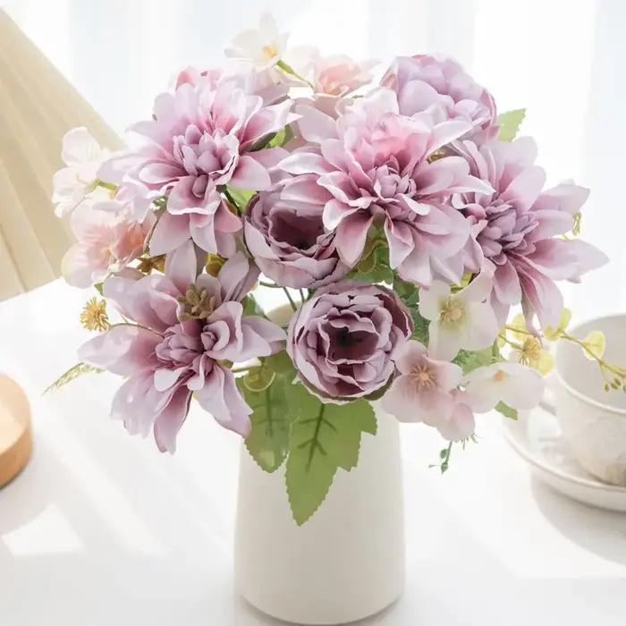 Fleur artificielle soie Dahlia pivoine haute qualité saint valentin mariage bouquet de mariée maison vase table bricolage boîte-cadeau scrapbook Decora