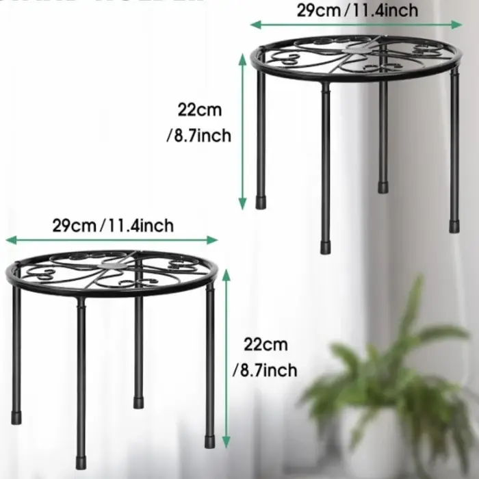 Support de plante en métal noir antirouille pour usage intérieur et extérieur