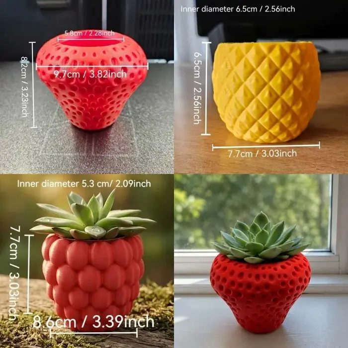 Pot de fleurs en plastique réaliste pour fruits et plantes, support de pot de fleurs autoportant, ananas imprimé en 3D, pour succulentes, décoration d'intérieur