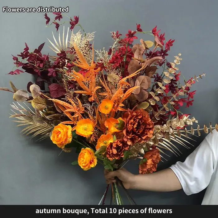 Bouquet botanique rose en rayonne d'automne