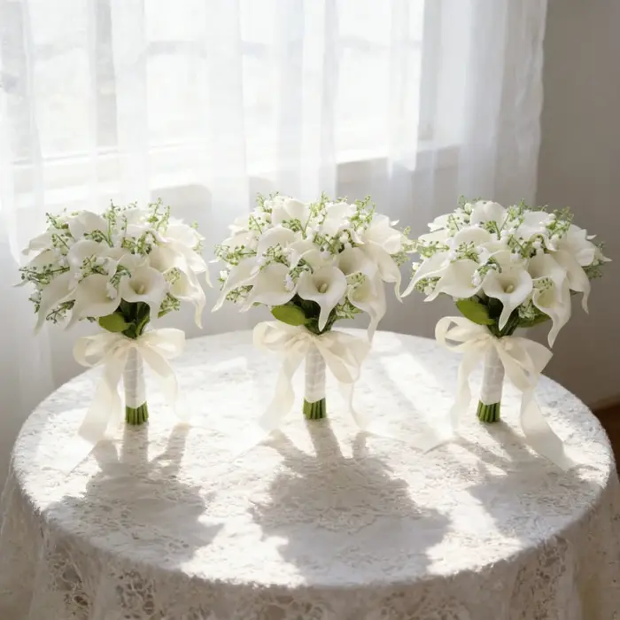 Bouquet de fleurs de lys Calla artificielles blanches