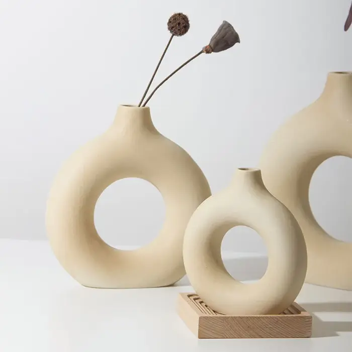 Pot de fleur en céramique creux circulaire nordique