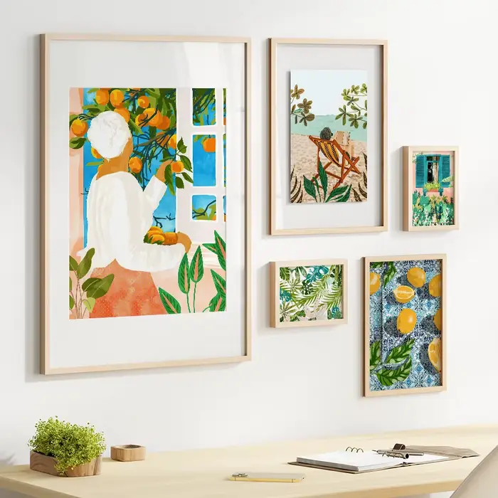 Affiche et imprimés d'illustration abstraite de plantes de fleurs de fruits de citron de jardin