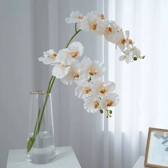 Branches de fleurs de Phalaenopsis artificielles à 9 têtes