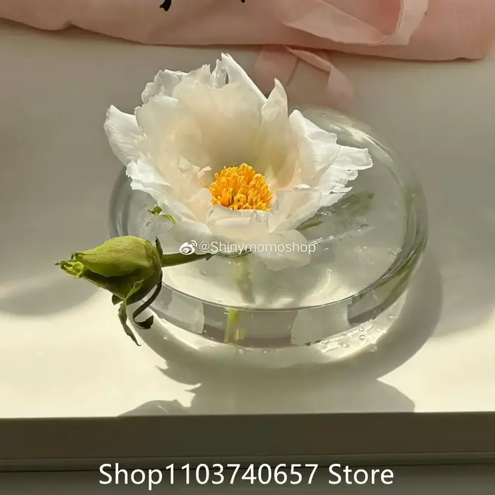 Vase en verre plat transparent de style français