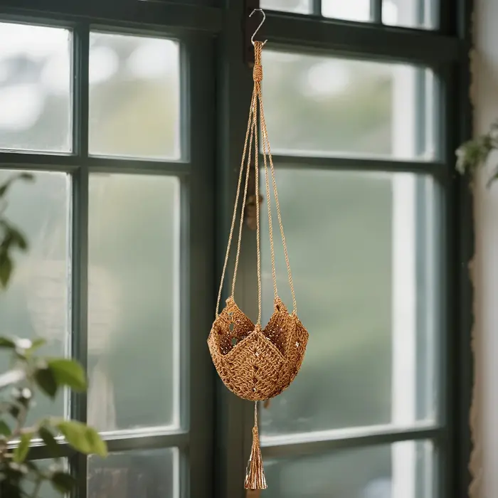 Support de plante en macramé en jute style bohème – Convient aux pots de 3 à 12 pouces