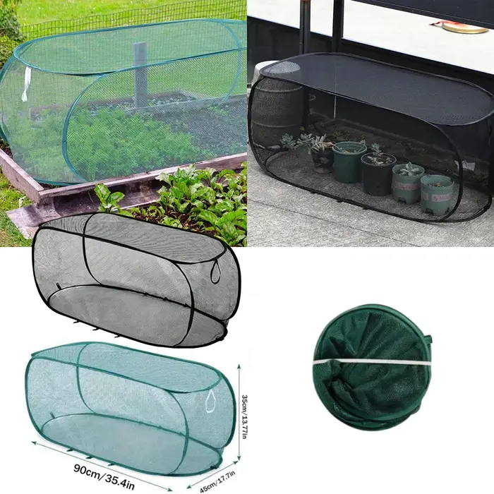 Filet de protection pliable pour plantes avec piquets de fixation au sol