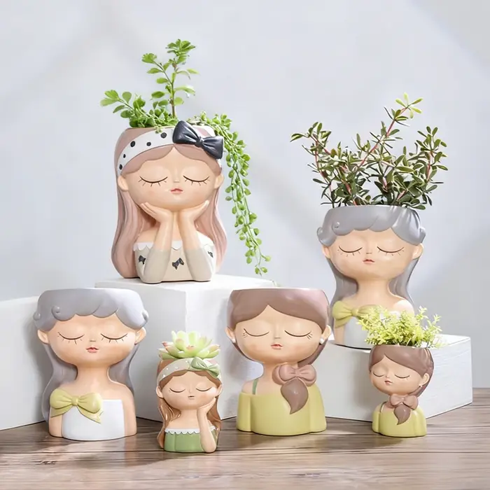 Petit Pot de plantes en résine pour fille mignonne