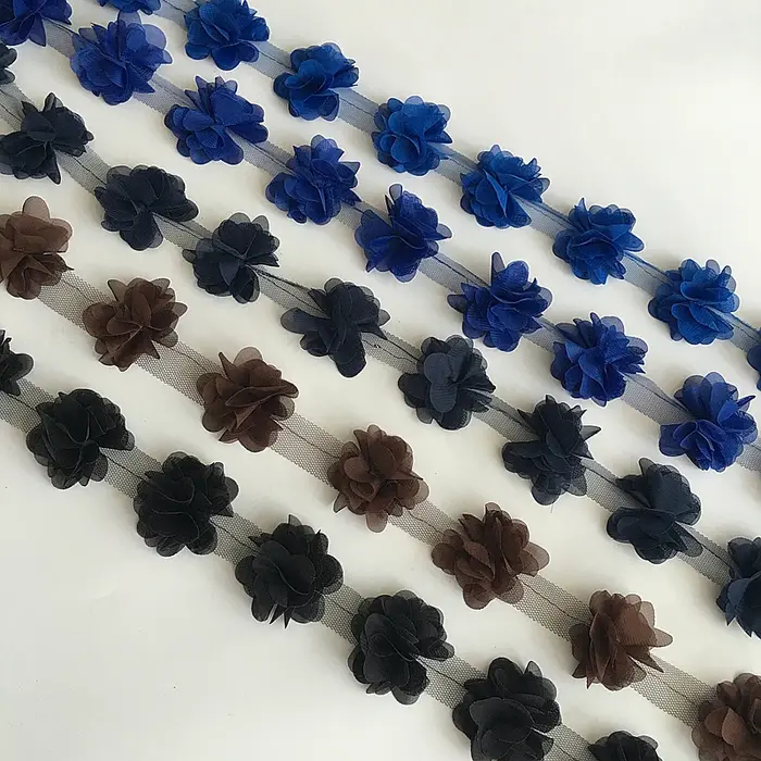 24 fleurs (environ 2 yards) 33 couleurs 6cm de largeur
