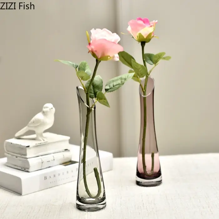 Vases hydroponiques obliques créatifs en verre transparent
