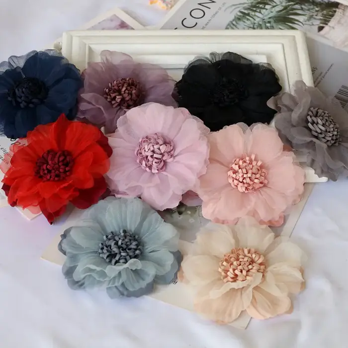 Grands fleurs en tissu faites à la main de 9CM