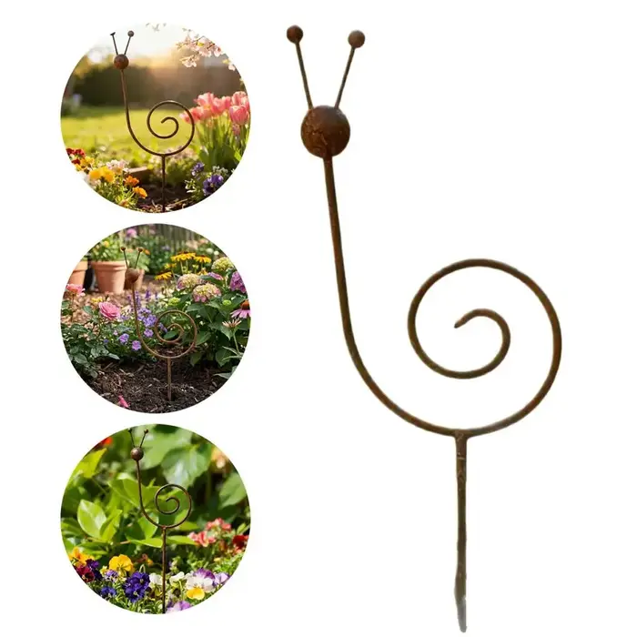 Support de plante en métal rustique en forme d'escargot
