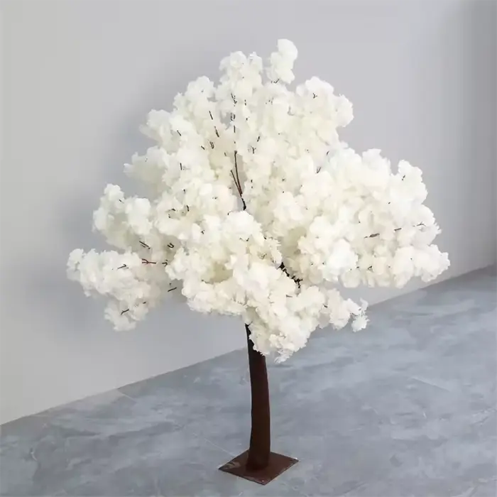 Arbres à fleurs artificielles en soie de couleur blanche