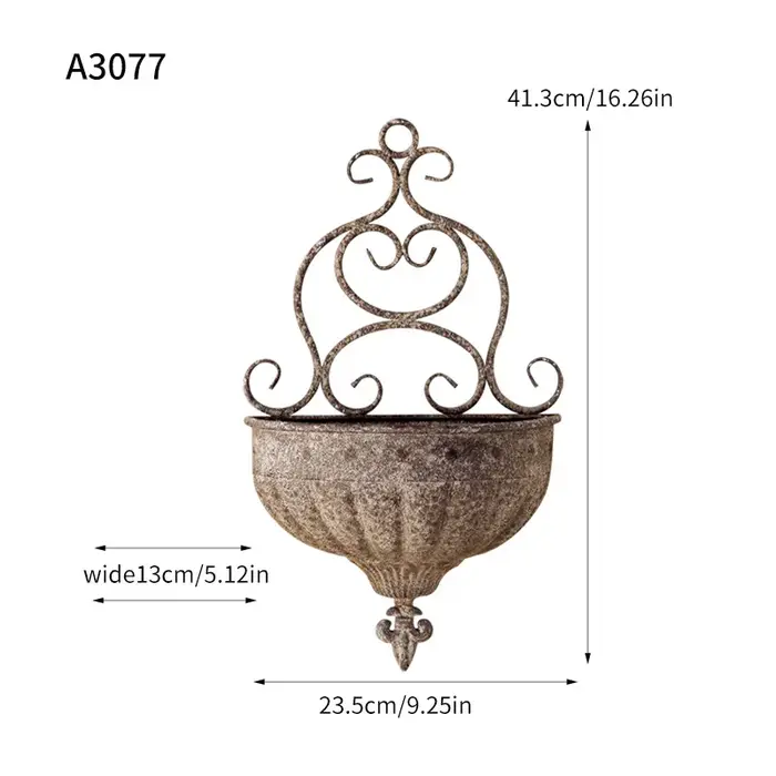 Jardinière de fleurs murale en fer Vintage, support de plantes en métal suspendu rustique, décoratio