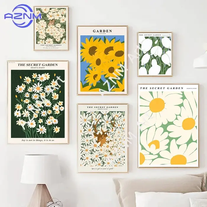 Peinture sur toile colorée sur le thème du marché des fleurs