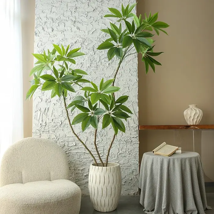 Simulation de plantes vertes en forme de grande feuille
