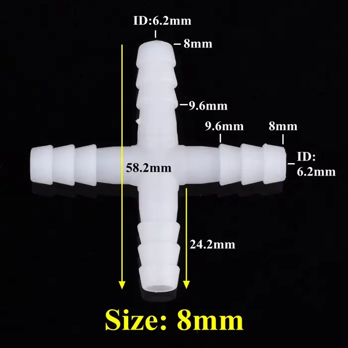 Connecteur croisé PE 8mm 10mm, 5 à 500 pièces, tuyau de pompe à Air pour réservoir d'aquarium, Joint